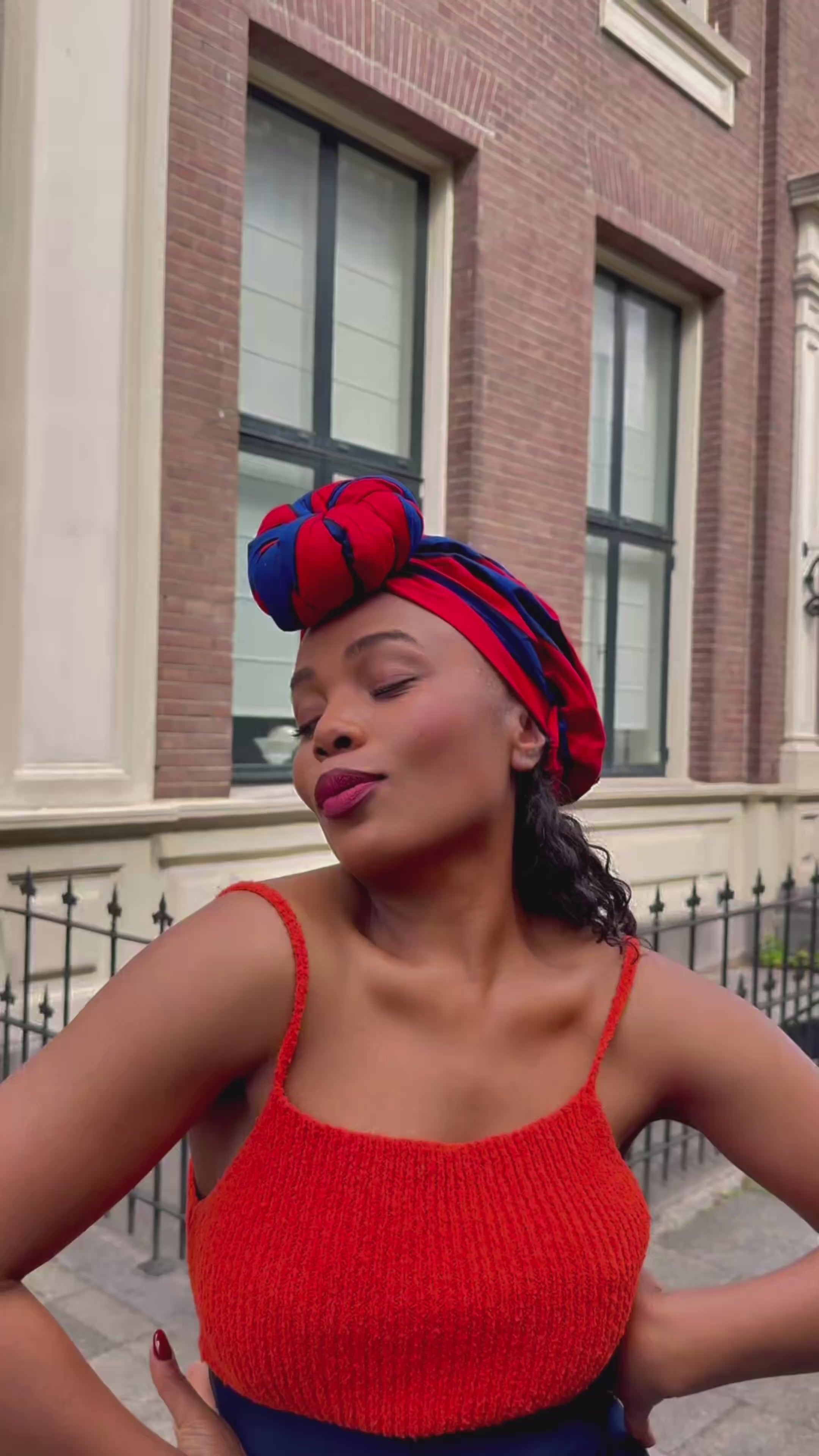 Peju Red and Blue Headwrap