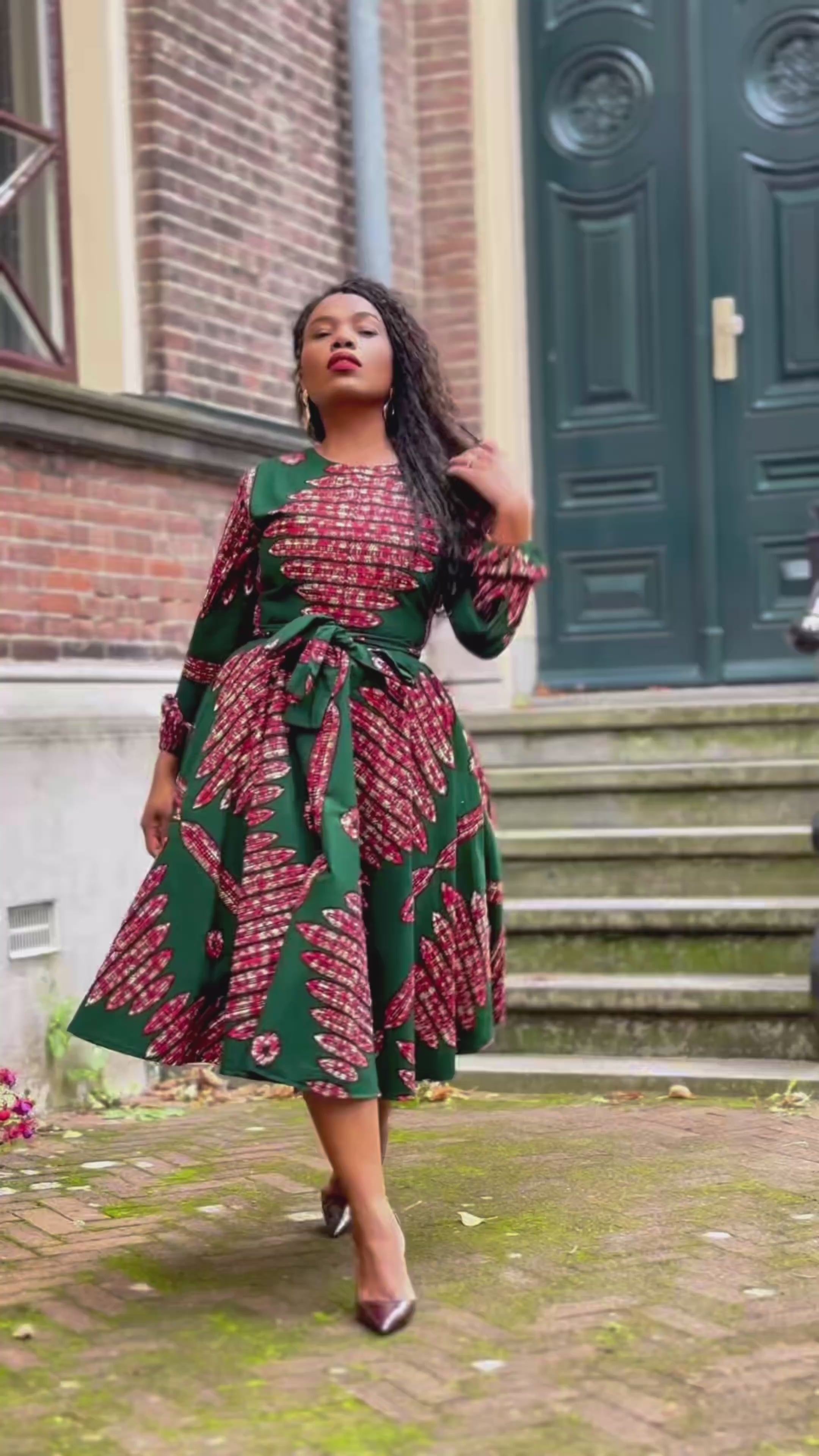 Tomiwa Green and Burgundy Dress