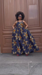 Palesa Navy Blue and Brown Dress