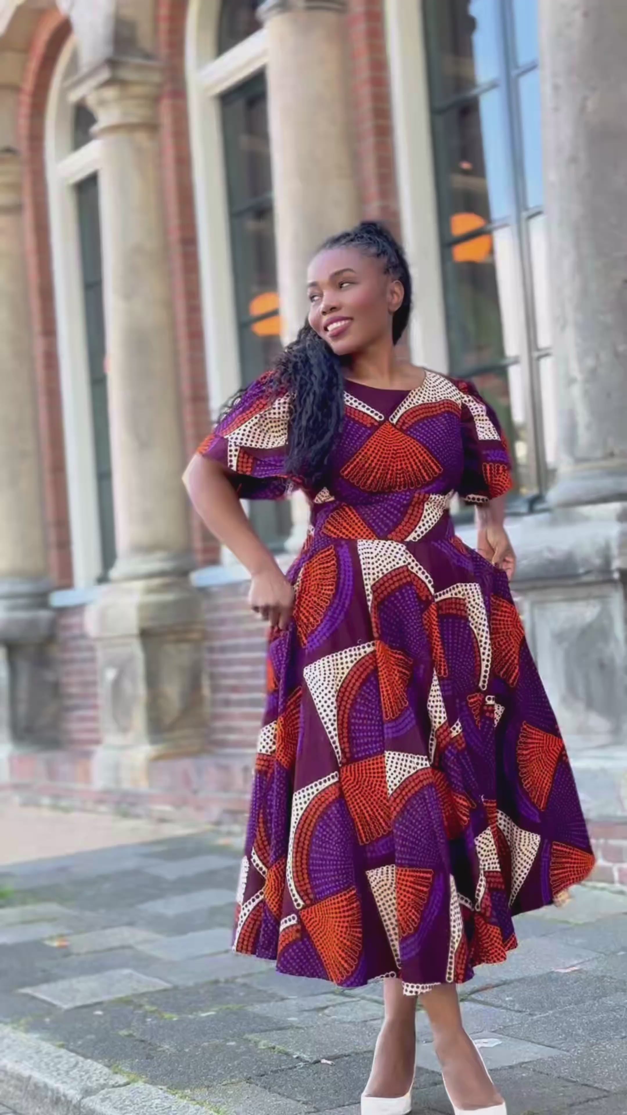Adesua Purple and Brown Dress