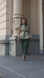 Tiwa Green Peplum Top