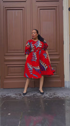 Nefertiti Red Flared Dress
