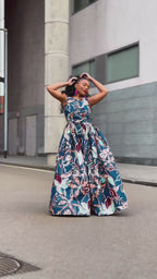 Funke Blue and Silver Maxi Dress