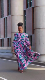 Derin Pink and Blue Maxi Dress
