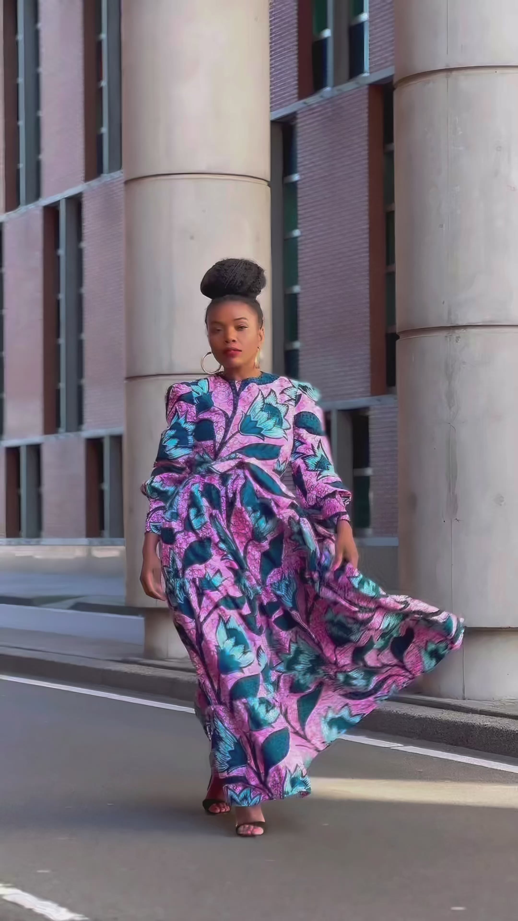 Derin Pink and Blue Maxi Dress