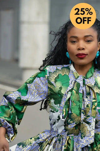 RHONDA GREEN AND GOLD PEPLUM TOP Shirts & Tops