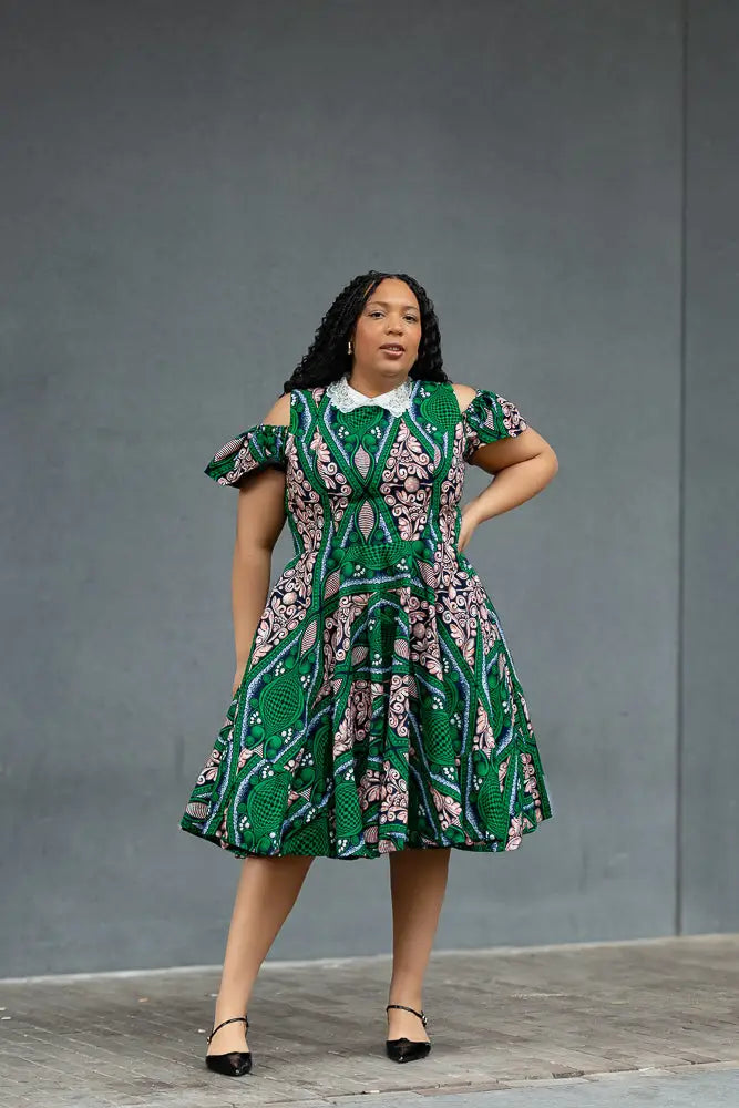 RUBY GREEN LACE COLLAR DRESS - Heritage Clothings S RUBY GREEN LACE COLLAR DRESS - Heritage Clothings S