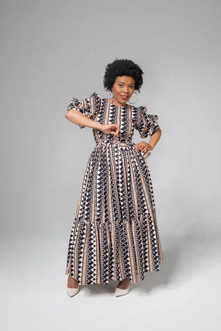 Sade Midaxi Brown Dress Clothing