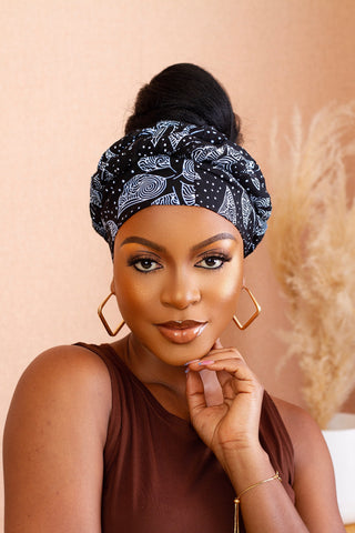 SHANI BLACK AND WHITE HEADWRAP