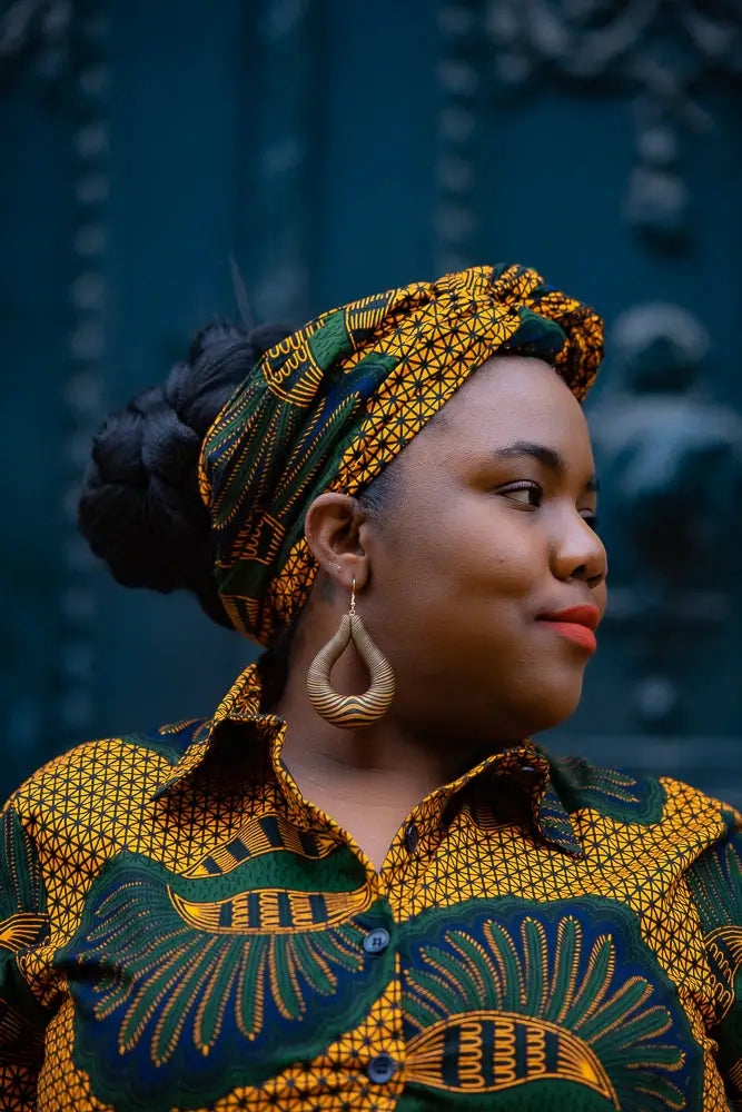 Taraji Orange And Green Headwrap Headwraps