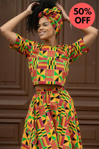 Teju Kente Skirt Set Clothing
