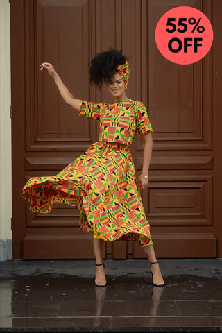 Teju Kente Skirt Set Clothing