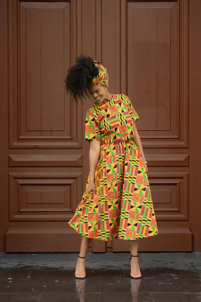 Teju Kente Skirt Set Clothing