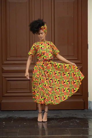 Teju Kente Skirt Set Clothing