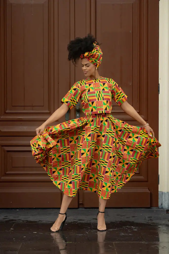 Teju Kente Skirt Set Clothing