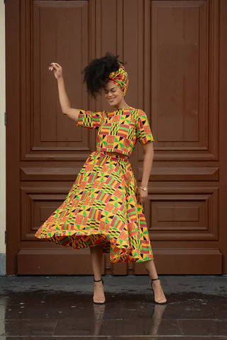 Teju Kente Skirt Set Clothing