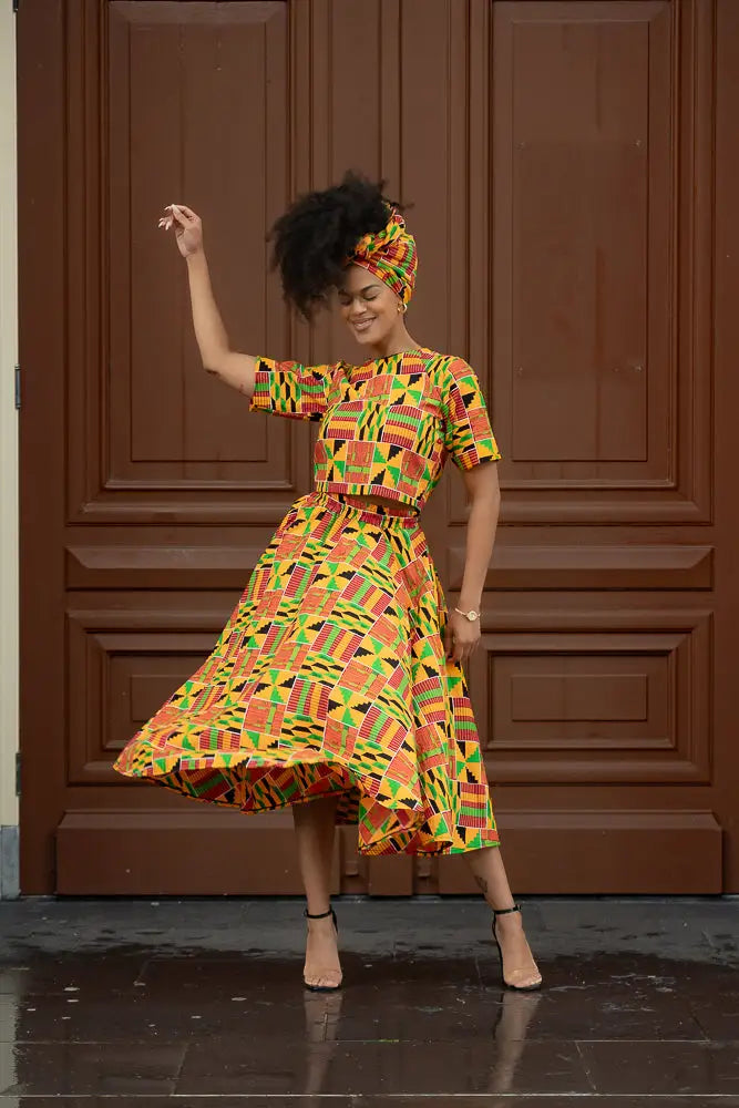 Teju Kente Skirt Set Clothing