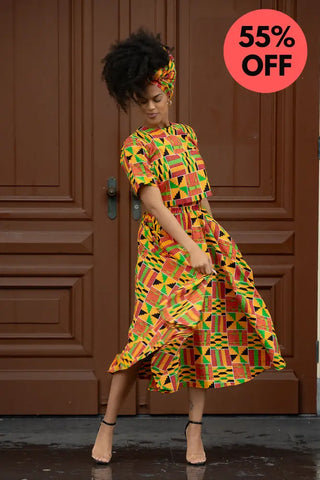 Teju Kente Skirt Set Clothing