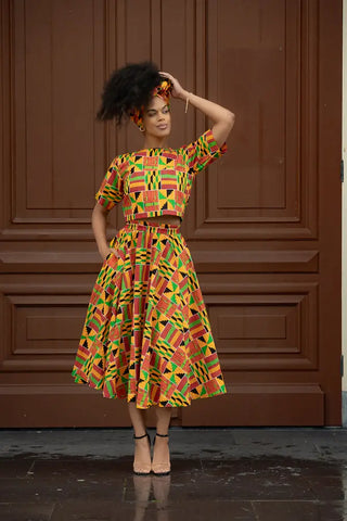 Teju Kente Skirt Set Clothing