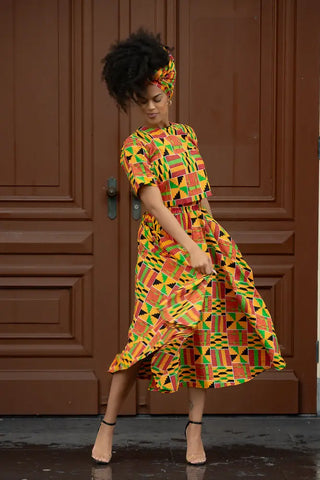Teju Kente Skirt Set Clothing