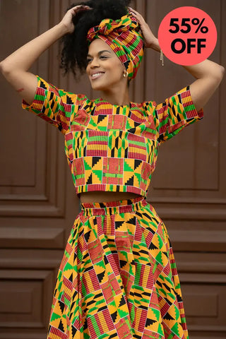 Teju Kente Skirt Set Clothing