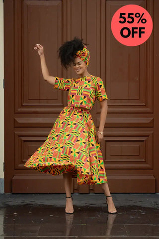 Teju Kente Skirt Set Clothing