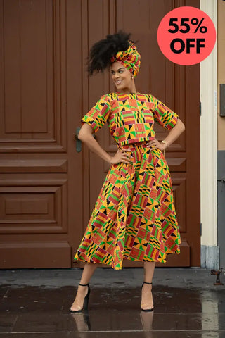 Teju Kente Skirt Set Clothing