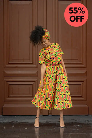 Teju Kente Skirt Set Clothing