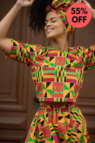 Teju Kente Skirt Set Clothing