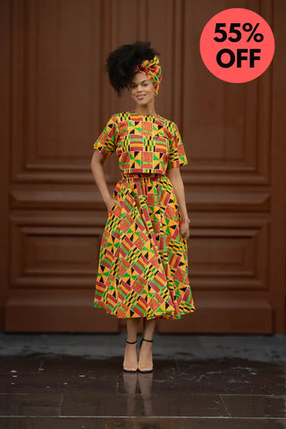 Teju Kente Skirt Set Clothing