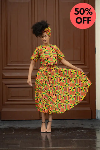 Teju Kente Skirt Set Clothing