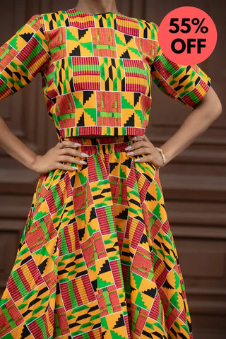 Teju Kente Skirt Set Clothing