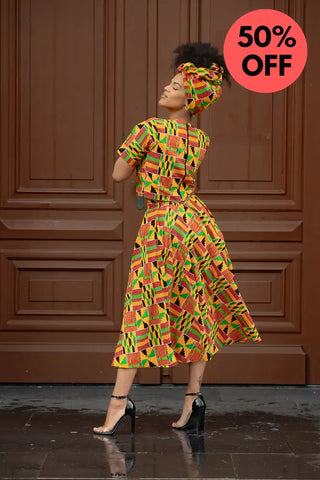 Teju Kente Skirt Set Clothing