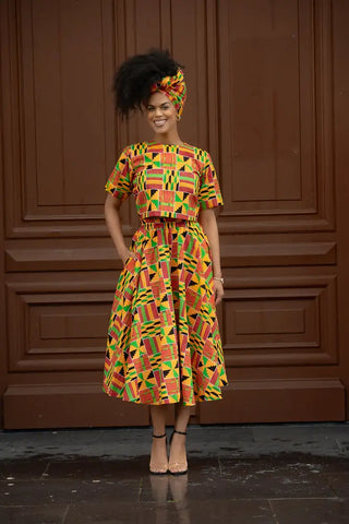 Teju Kente Skirt Set Clothing