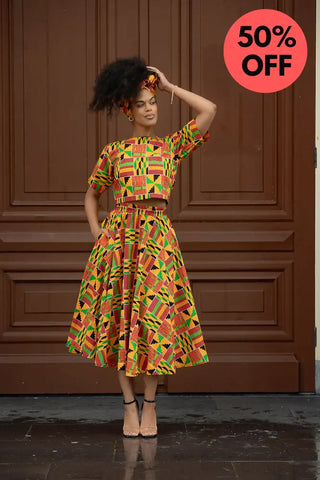 Teju Kente Skirt Set Clothing