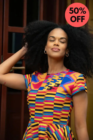 Tendai Multicoloured Kente Dress Apparel & Accessories