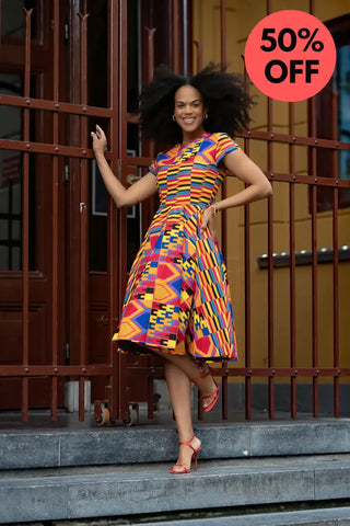 Tendai Multicoloured Kente Dress Apparel & Accessories