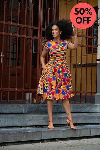 Tendai Multicoloured Kente Dress Apparel & Accessories