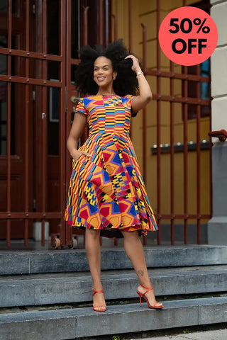 Tendai Multicoloured Kente Dress Apparel & Accessories