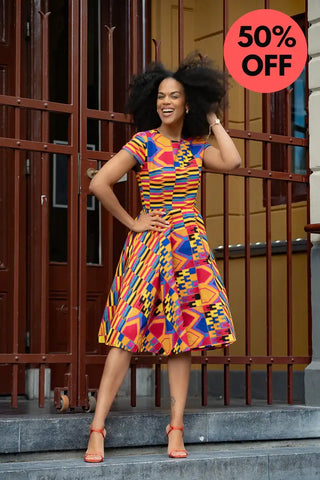 Tendai Multicoloured Kente Dress Apparel & Accessories