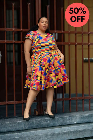 Tendai Multicoloured Kente Dress Apparel & Accessories