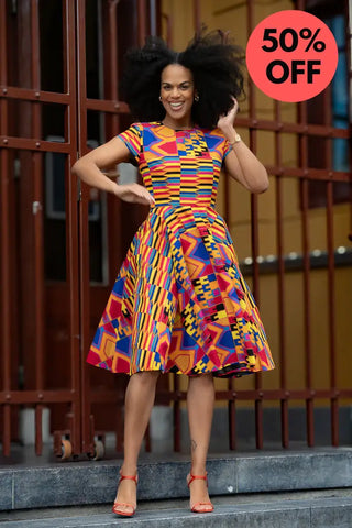 Tendai Multicoloured Kente Dress Apparel & Accessories