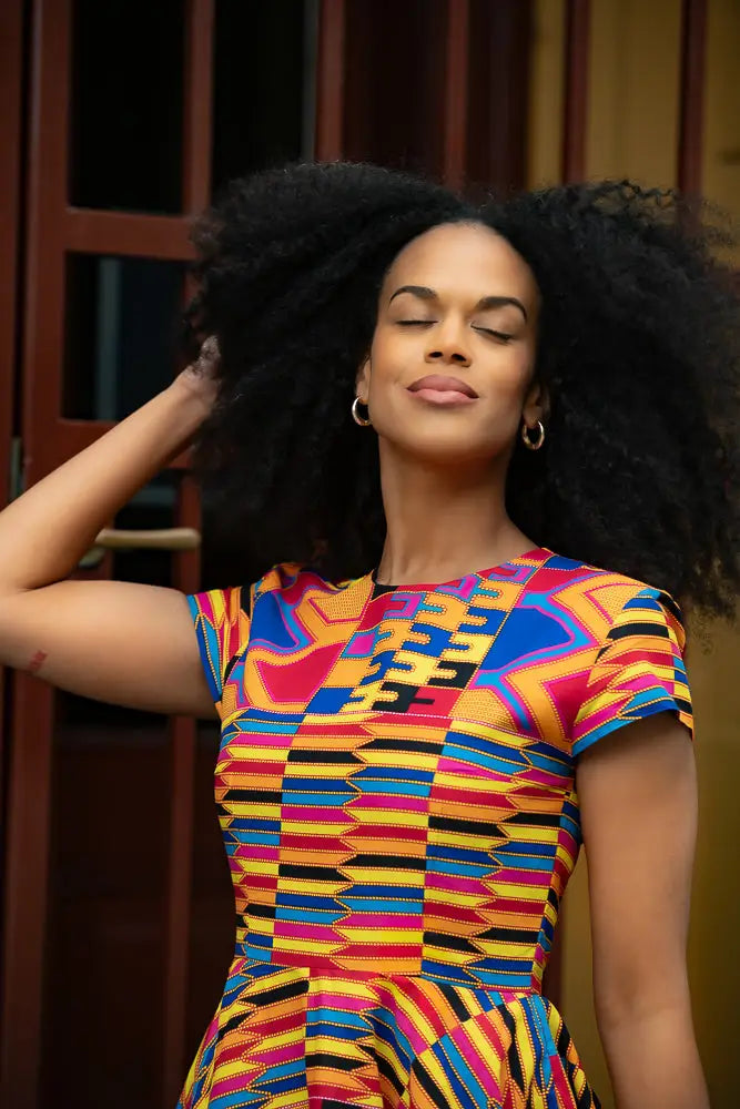 Tendai Multicoloured Kente Dress Apparel & Accessories