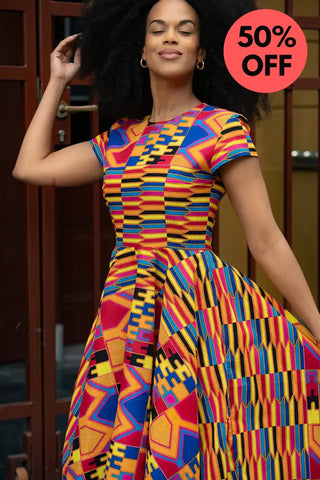 Tendai Multicoloured Kente Dress Apparel & Accessories