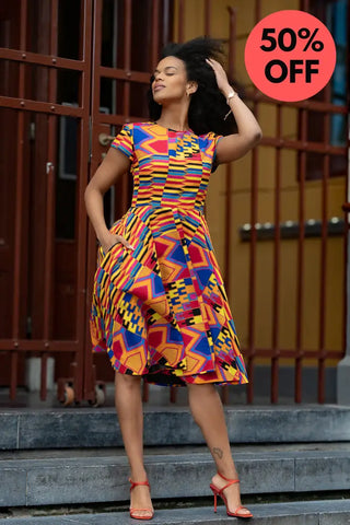 Tendai Multicoloured Kente Dress Apparel & Accessories