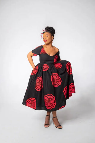 Theresa Red And Black Dress Clothing