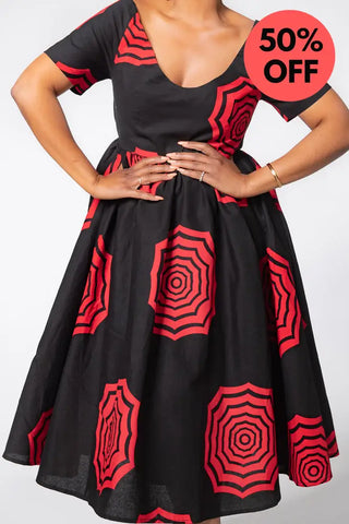 Theresa Red And Black Dress Clothing