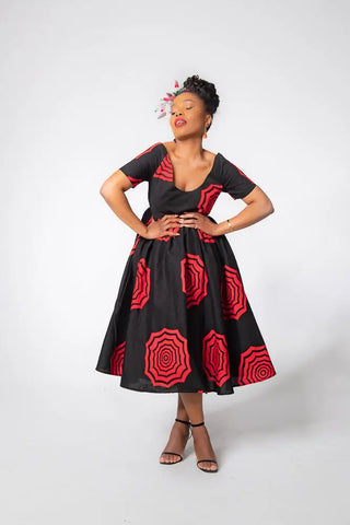 Theresa Red And Black Dress Clothing