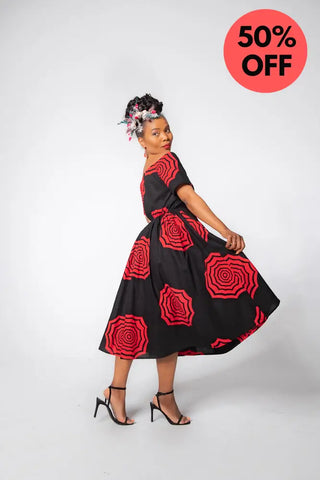 Theresa Red And Black Dress Clothing