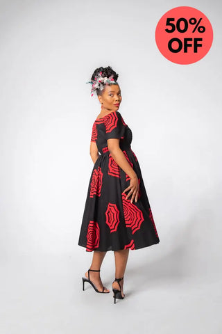 Theresa Red And Black Dress Clothing